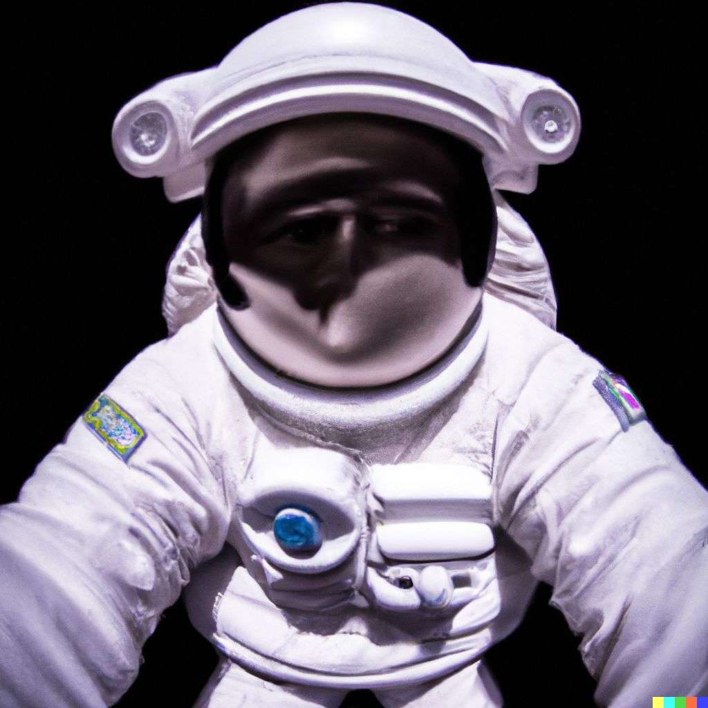 an astronaut, photograph taken with a fisheye lens, 10mm